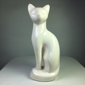 Vintage White Ceramic Cat Figurine Minimalist